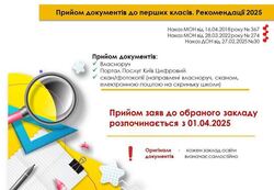 Прийом документів до 1-х класів закладів загальної середньої освіти Києва. Рекомендації 2025