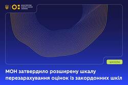 МОН затвердило розширену шкалу перезарахування оцінок із закордонних шкіл