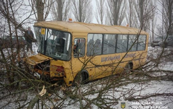 На Полтавщині шкільний автобус врізався в дерево, постраждали діти