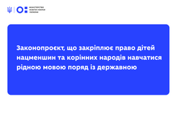 У Верховній Раді зареєстровано законопроєкт, що закріплює право дітей нацменшин та корінних народів навчатися рідною мовою поряд із державною